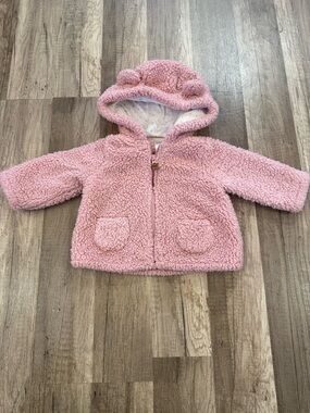 Cozy Pink Teddy Hooded Baby Jacket
